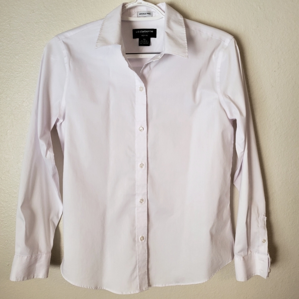 Liz Claiborne Career White Button Down Shirt Size Small Petite